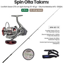 Eurofish Saxon 270 cm 10-40 gr Spin Kamışı + Okuma Metolius MTL-3000A Spin Makinesi + Spin Set 70