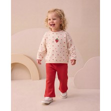 Valia Baby Ispanyol Paça Çilek Desenli Pamuklu Kız Bebek 2'li Takım