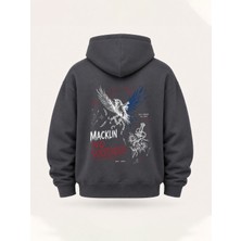 Macklin Unısex Kadın Erkek Oversize No Surrender Tasarım Baskılı Kapüşonlu Sweatshirt Hoodie