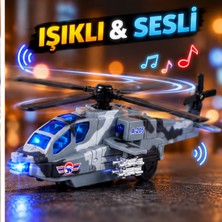 LRS Store 22 cm Metal Savaş Helikopteri - Sesli, Kokpit LED Işıklı, Çek-Bırak, Dönen Pervaneli Askeri Oyuncak