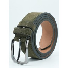 Parscraft Süet Deri Erkek Kemer Haki 4 cm