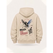 Macklin Unısex Kadın Erkek Oversize No Surrender Tasarım Baskılı Kapüşonlu Sweatshirt Hoodie