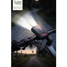 Minihome PT-6020 USB Şarjlı Solar Enerjili Ledli Bisiklet ve Scooter Feneri Su Geçirmez Far