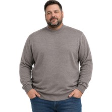 Battal Moda Erkek Büyük Beden Vizon Yarım Balıkçı Triko Kazak 3xl-4xl-5xl-6xl