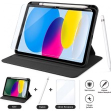 BuLand Store Apple iPad Air 11 2024 M2 Spinguard Kalem Bölmeli Dönebilen Standlı Kılıf-Kalem ve Ekran Koruyucu