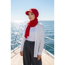 Ayşe Tasarım Çıkarılabilir, Ayarlanabilir Siperlikli Kaymaz Pratik Penye Şal,sps-1