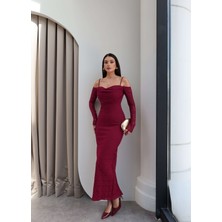 Esra Helvacı Askılı Degaje Yaka Dantel Elbise