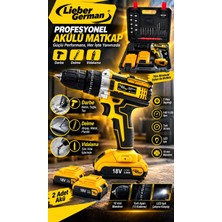 Lieber German 18VOLT Darbeli 24 Parça 2x Akülü Vidalama Matkap