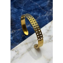 Velcari Gold Renk Kadın Bileklik Cuff Bilezik