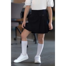 Queen Kids  Kız Çocuk Okul Şort Etek Siyah