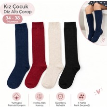 Ciho Socks 4 Çift Kız Çocuk, Kadın Basic Düz Kaymayan Diz Altı Orta Okul Lise Kolej Okul Çorabı
