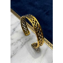 Velcari Gold Renk Kadın Bileklik Cuff Bilezik
