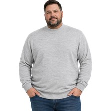 Battal Moda Erkek Büyük Beden Gri Yarım Balıkçı Triko Kazak 3xl-4xl-5xl-6xl