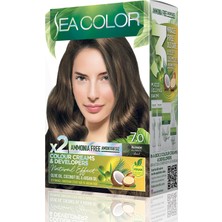 Sea Color Amonyaksız, Vegan, Doğal, Besleyici Kalıcı Saç BOYASI%100 Beyaz Kapama (1 Paket 2 x 50 ml Boya & Oksidan) (Kumral 7.0)