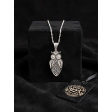 Roza Silver 925 Ayar Geleneksel Telkari El Işçiliği Baykuş Motifli Gümüş Kolye