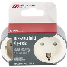 Mutlusan Liva Toprakli Ikili Fis Priz Düz Tip