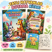 Tişört Kodu Tatlı Hayvanlar Boyama Kitabı – Renkli Örnekli, 34 Sayfa, 14 × 19 cm