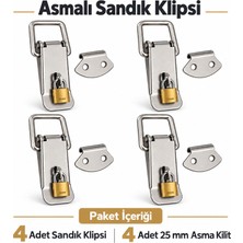 Badem10 Sandık Klipsi Asma Kilit Uyumlu Gergi Mandalı 4 Adet 25 mm Asma Kilit 4 Adet Kilit Seti