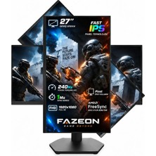 Fazeon 27" Flat IPS X27F240P 0.5ms 240hz Hdmı-Dp Pivot Gaming Monitör (1920 x 1080)