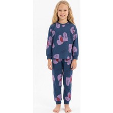 Pistyle Kız Çocuk Baskılı %100 Pamuk Reaktif Boyalı Süprem Kumaş Uzun Kollu Pijama Takımı