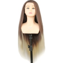 Gees Global Omuzlu Kuaför Eğitim Mankeni - Yaki + Masa Aparatı - Kahverengi / Platin
