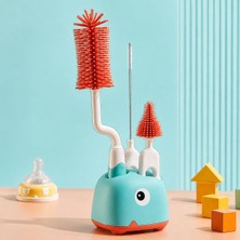 Valkyrie 3’lü Dinazor Biberon Temizleme Fırça Seti – Silikon Biberon, Emzik ve Pipet Fırçası Yeşil