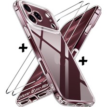 M.TK Moveteck iPhone 18 Pro Max & 17 Pro Max Kılıf Kamera Çıkıntılı Korumalı Yumuşak Şeffaf Renksiz Silikon Kapak + Ekran Koruyucu Cam Set 2in1
