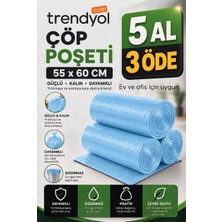 Kespack Çöp Poşeti 55X60 Mavi Renk Orta Boy 5 Al 3 Öde 100 Adet Çöp Torbası