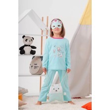 Hoppa Deniz Kızı Desenli Çanta ve Maskeli % 100 Pamuk Kız Çocuk Pijama Takımı