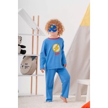 Hoppa Heros Çanta ve Maskeli Erkek Çocuk Pijama Takımı Koyu Mavi 4-7 Yaş