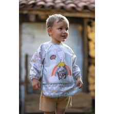 Hoppa Tavşan Desenli Sıvı Geçirmez Uzun Kollu Unisex Bebek Mama ve Aktivite Önlüğü 6-24 Ay