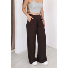 Dut Store Kadın Rahat Kesim Pileli Modal Eşofman Altı Kahverengi
