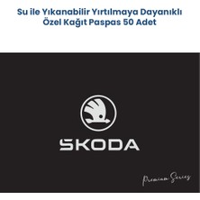 Balkan Ambalaj Suya Dayanıklı Yıkanabilir Skoda Yatay Oto Paspas Kağıdı Siyah Gümüş Baskı 50 Adet - 35X50CM
