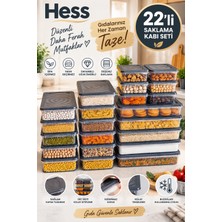 Hess Mikrodalga ve Difriz Uyumlu 22 Adet Saklama Kabı Seti 2400MLX5+1200X11+600X6