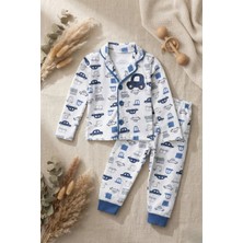 Hoppa Araba Nakışlı % 100 Pamuk Yakalı Erkek Çocuk Pijama Takımı