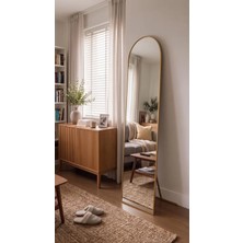 Effe Yapı Dekor Gold Metal Çerçeveli 180X50 cm Ayaklı Oval Boy Aynası