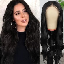Svoria Store Siyah Dalgalı Fiber Sentetik Tül Peruk