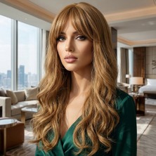 Svoria Store Dalgalı Perçemli Fiber Sentetik Peruk - Altın Karamel Açık Kumral