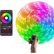 Amber LED Pixel Rgb Magic Peri Işık - 5V USB Girişli, Bluetooth Uygulamalı, Uzaktan Kumandalı, Müziğe Duyarlı, Suya Dayanıklı, Parti, Yılbaşı, Doğum Günü, Eğlence Için (10 Metre)