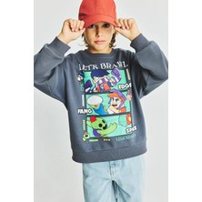 DeFacto Brawl Stars Bisiklet Yaka İçi Yumuşak Tüylü Kalın Sweatshirt Erkek Çocuk I3120A826WN