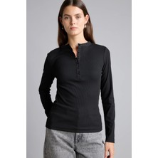 DeFacto Fitted Basic Fitilli Kaşkorse Uzun Kollu Henley Yaka Basic Tişört I5711AX26AU