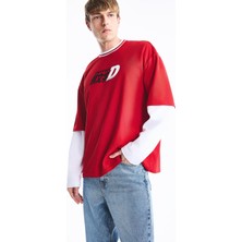 DeFacto Initial D Boxy Fit Çizgili Yaka Detaylı Çoklu Baskılı Kısa Kollu Tişört I7379AX26AU