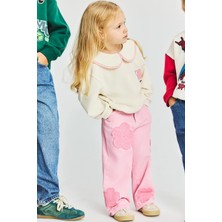 DeFacto Çiçek Aplike Detaylı Wide Leg Jean Pantolon Kız Bebek I2164A526AU