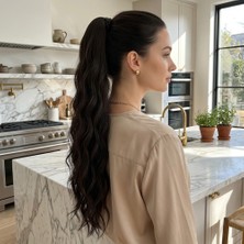 Akıllı Bayi Tokalı Protein Fiber Sentetik At Kuyruğu - Koyu Kestane Kahve