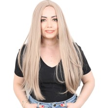 Akıllı Bayi Fiber Sentetik Uzun Düz Peruk - Küllü Bebek Sarı