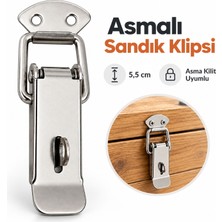 Badem10 Sandık Klipsi Asmalı Küçük 5,5 cm Asma Kilit Uyumlu Metal Mandal Kutu Kasa Kapak Sabitleme Aparatı