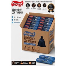 Kespack Çöp Torbası 65X80 Büyük Boy 20 Rulo Mavi Renk Çöp Poşeti