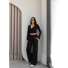 Esra Helvacı Çapraz Bağlamalı Bluz Pantolon Takım