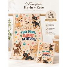 Gökova Home Chihuahua Köpek Kurulama Havlusu ve Kese Seti 50 x 100 cm Mikrofiber Hızlı Kuruyan