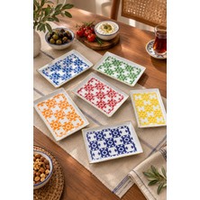 Porland Ethnical 6 Parça 18X13 cm Desenli Dikdörtgen Kahvaltı Tabağı Seti